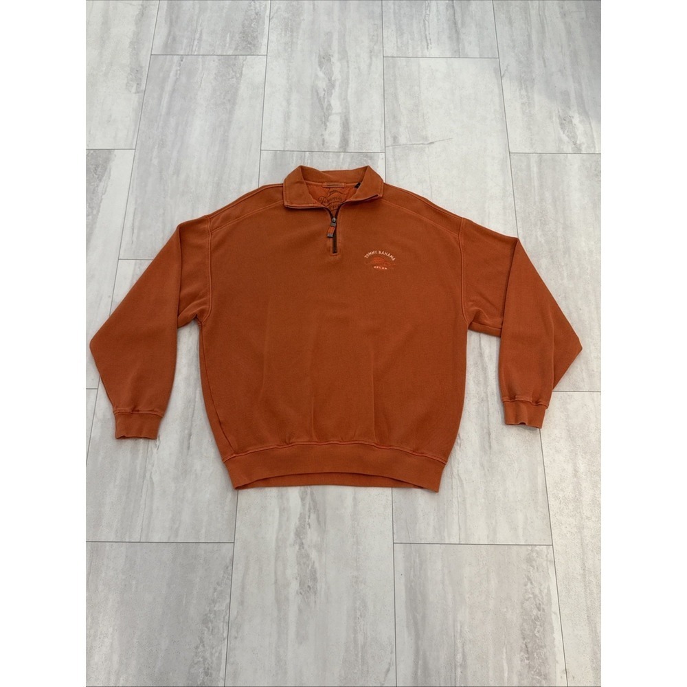 Tommy Bahama Sweater Men's Size M Rust 1/4 Zip Pullover Relax Adult